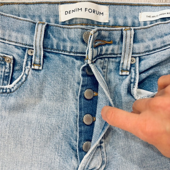 Denim Forum Aritzia Arle High Rise Straight Leg Jeans Raw Hem Size 26 - Picture 5 of 8